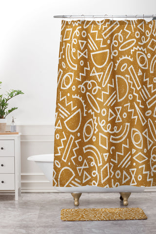 Dash and Ash Dashes Shower Curtain And Mat