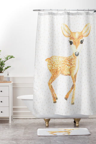 Dash and Ash Fellow Fawn Shower Curtain And Mat