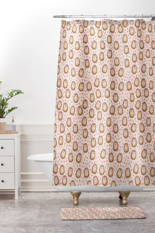 Dash and Ash Floral Crown Hedgehog Shower Curtain And Mat