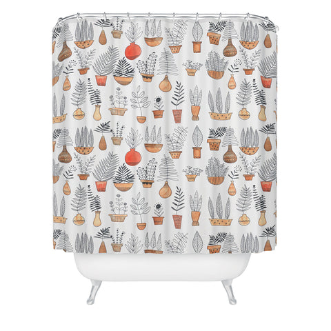 Dash and Ash Happy Plants Shower Curtain