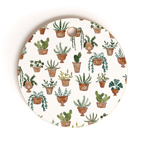 Dash and Ash Happy potted plants Cutting Board Round
