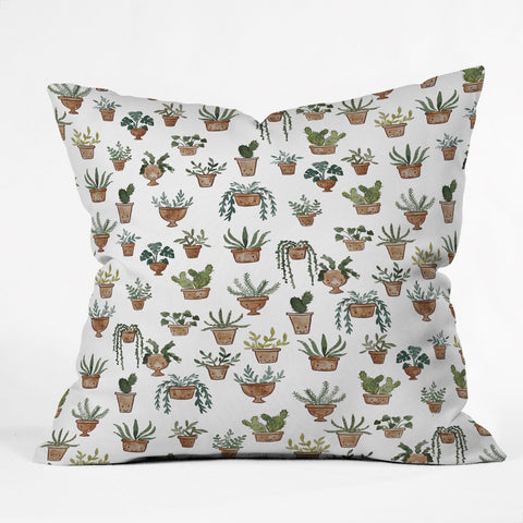 Dash and Ash Happy potted plants Throw Pillow