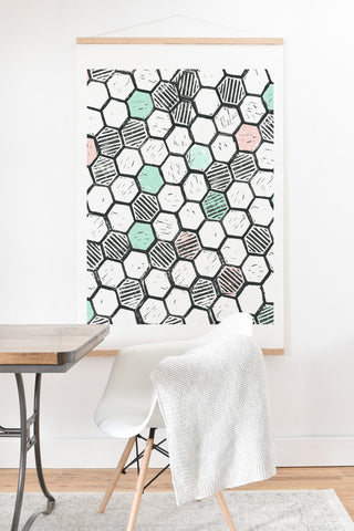 Dash and Ash Honeycomb block print Art Print And Hanger