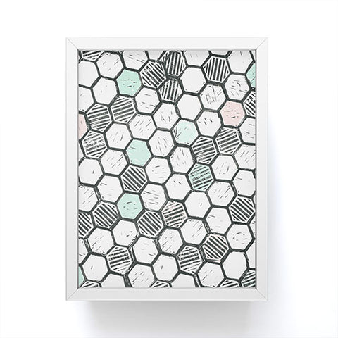 Dash and Ash Honeycomb block print Framed Mini Art Print