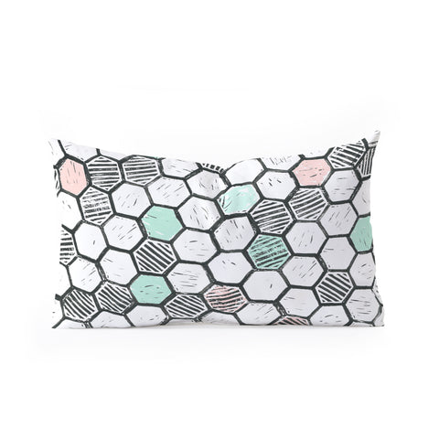 Dash and Ash Honeycomb block print Oblong Throw Pillow
