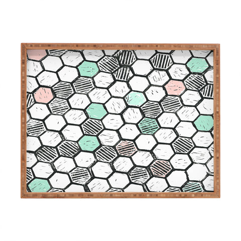 Dash and Ash Honeycomb block print Rectangular Tray