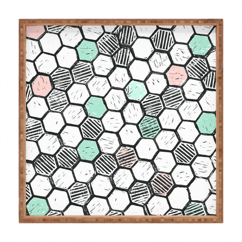 Dash and Ash Honeycomb block print Square Tray