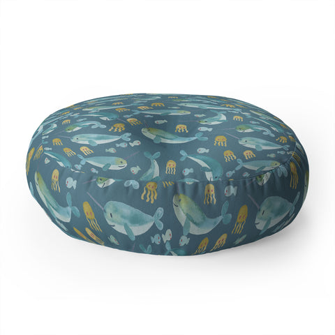 Dash and Ash Jelly Narwhal Floor Pillow Round