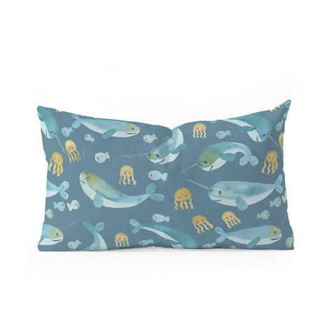 Dash and Ash Jelly Narwhal Oblong Throw Pillow