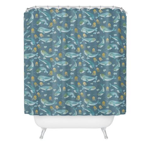 Dash and Ash Jelly Narwhal Shower Curtain