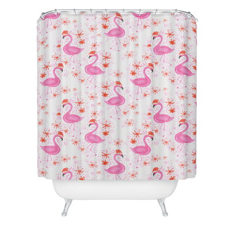 Dash and Ash Jolly Flamingo Shower Curtain
