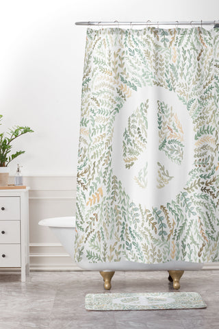 Dash and Ash Leaf Peace Shower Curtain And Mat