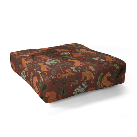 Dash and Ash Leopards and Plants Floor Pillow Square