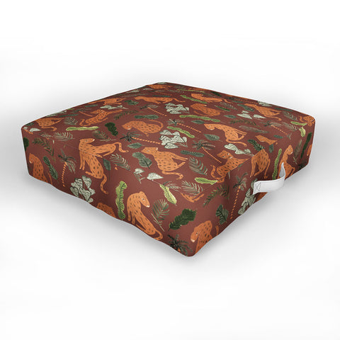 Dash and Ash Leopards and Plants Outdoor Floor Cushion