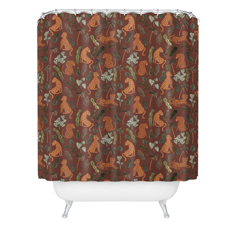 Dash and Ash Leopards and Plants Shower Curtain