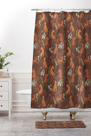 Dash and Ash Leopards and Plants Shower Curtain And Mat