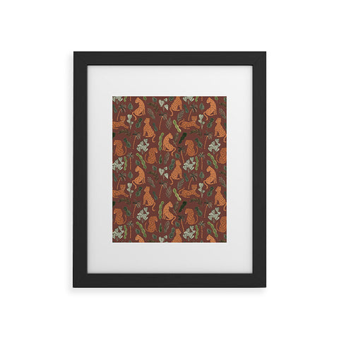 Dash and Ash Leopards and Plants Framed Art Print