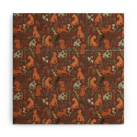 Dash and Ash Leopards and Plants Wood Wall Mural