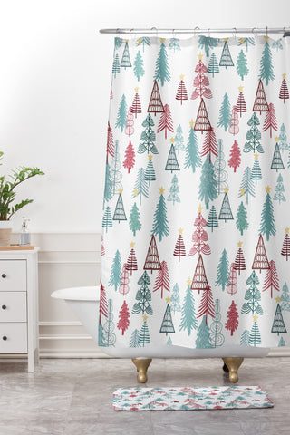 Dash and Ash Me Oh My Trees Shower Curtain And Mat