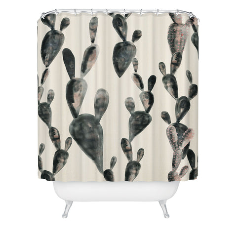 Dash and Ash Midnight Cacti Shower Curtain