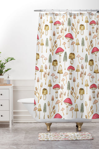 Dash and Ash Mushrooms Shower Curtain And Mat