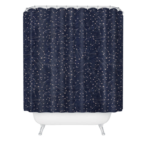 Dash and Ash Nights Sky in Navy Shower Curtain