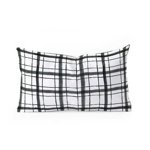 Dash and Ash Painted Plaid Oblong Throw Pillow