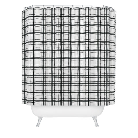 Dash and Ash Painted Plaid Shower Curtain