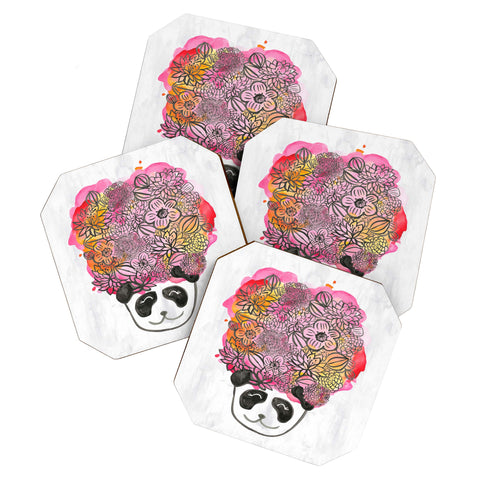 Dash and Ash Panda Flowers Coaster Set