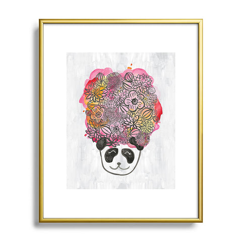 Dash and Ash Panda Flowers Metal Framed Art Print