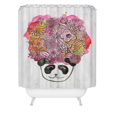 Dash and Ash Panda Flowers Shower Curtain