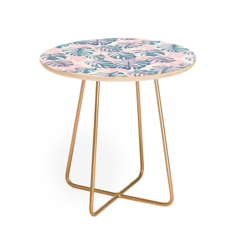 Dash and Ash Pinky Palms Round Side Table