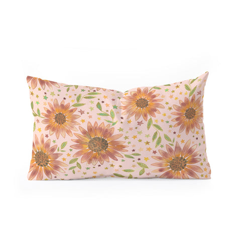 Dash and Ash Rainbow Sunflower Oblong Throw Pillow