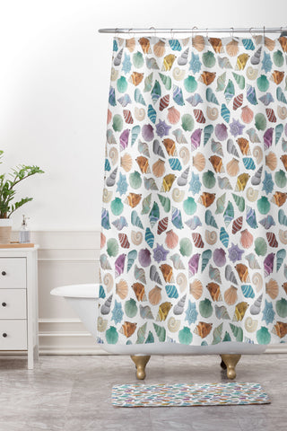 Dash and Ash Shells Shower Curtain And Mat