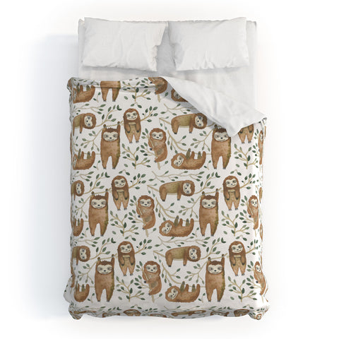 Dash and Ash Sloth buds Duvet Cover