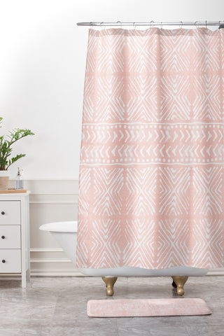 Dash and Ash Stars Above in Coral Shower Curtain And Mat