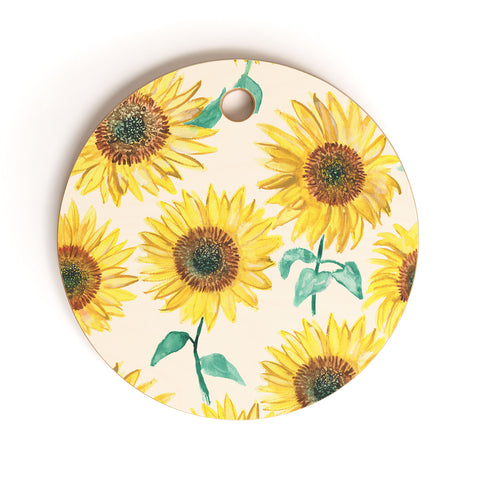 Dash and Ash Sunny Sunflower Cutting Board Round