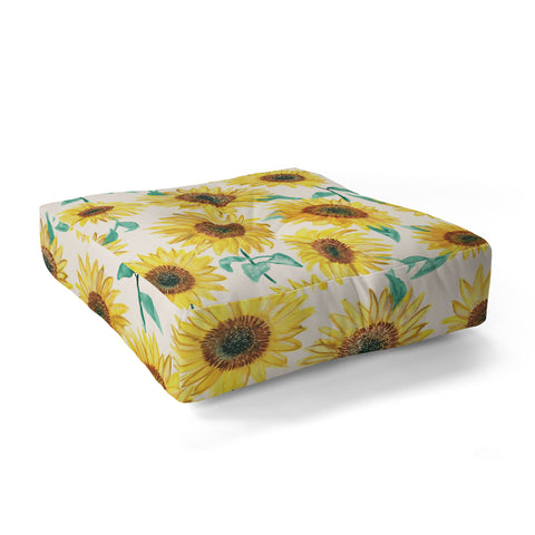Dash and Ash Sunny Sunflower Floor Pillow Square
