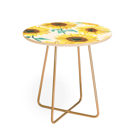 Dash and Ash Sunny Sunflower Round Side Table