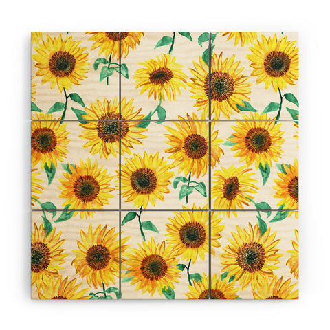 Dash and Ash Sunny Sunflower Wood Wall Mural