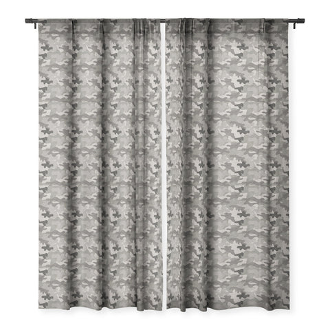 Dash and Ash Woodland Camo Grey Sheer Window Curtain