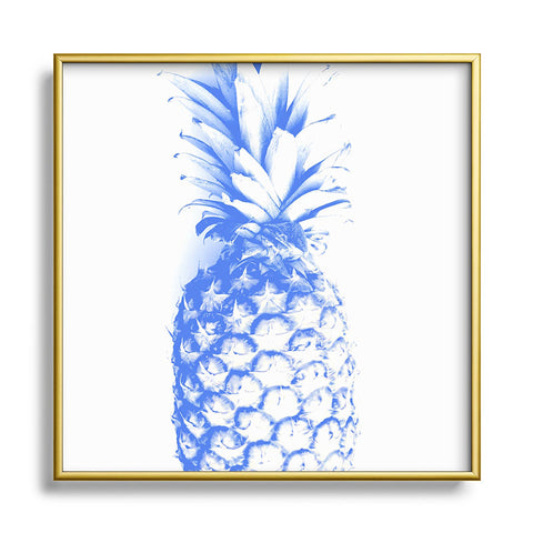 Deb Haugen blu pineapple Metal Square Framed Art Print