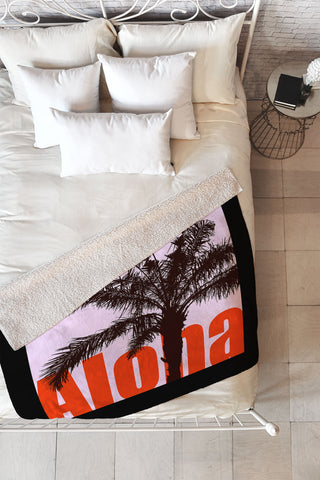 Deb Haugen Fuji Aloha Palm Fleece Throw Blanket