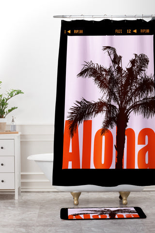 Deb Haugen Fuji Aloha Palm Shower Curtain And Mat