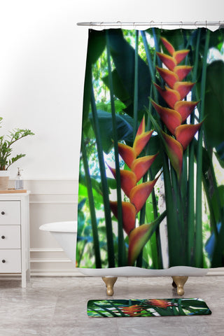 Deb Haugen Haleiwa Heliconia Shower Curtain And Mat