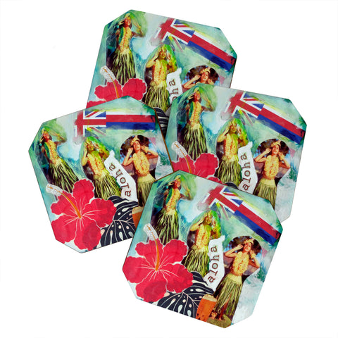 Deb Haugen Hula Flag Coaster Set