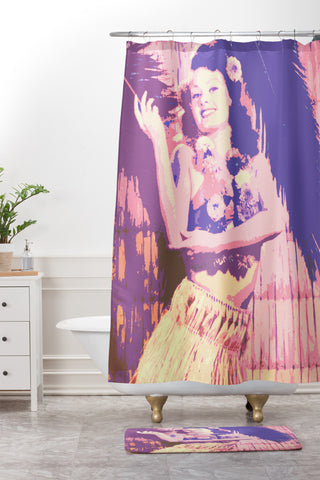 Deb Haugen Hula Honey pastel Shower Curtain And Mat