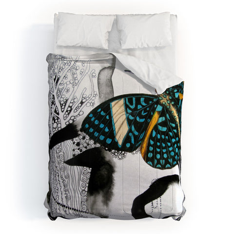 Deb Haugen Ink Black Butterfly Comforter