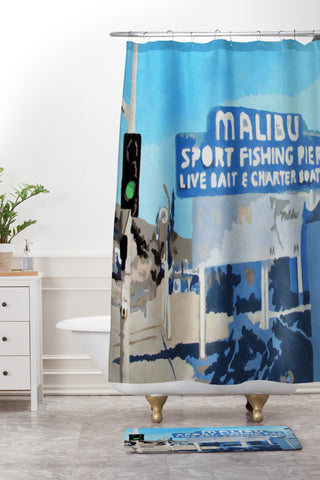 Deb Haugen Malibu Pier Shower Curtain And Mat