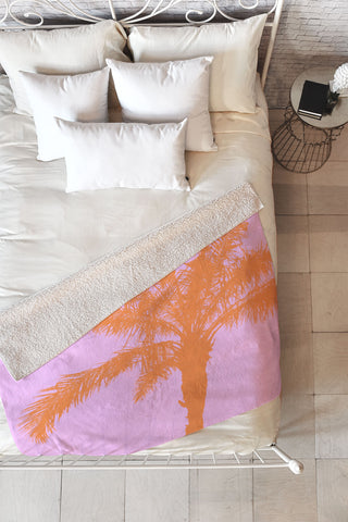 Deb Haugen Orange Palm Fleece Throw Blanket